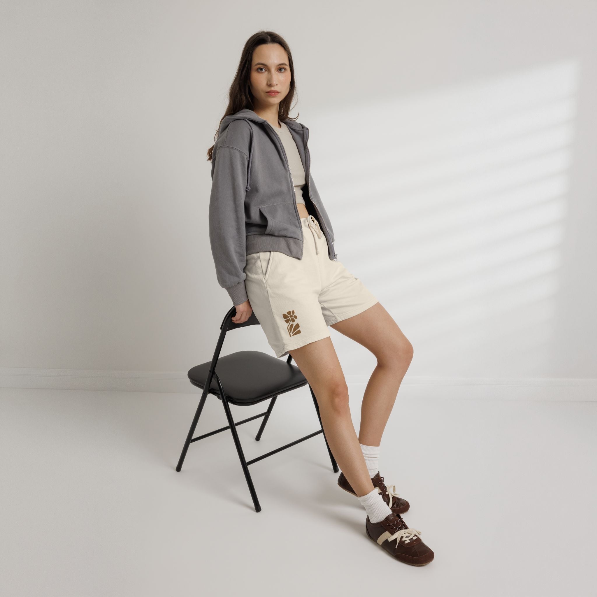 100% Cotton Beige Sweat Shorts - Fleece