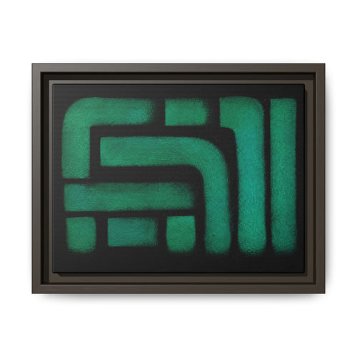 Framed Abstract Green Maze Matte Canvas Wall Art